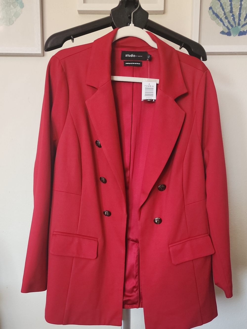 torrid Bright Red Double-Breasted Blazer Jacket